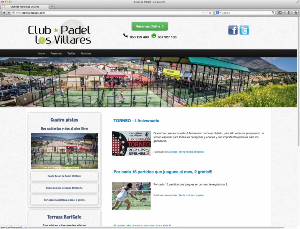 Captura de pantalla web del club